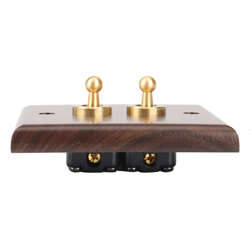 AB42-3X Retro American Industrial Style Light Switch Socket, Solid Wood Brass Toggle Switch Plate,Antique Home Stay Switch(2)