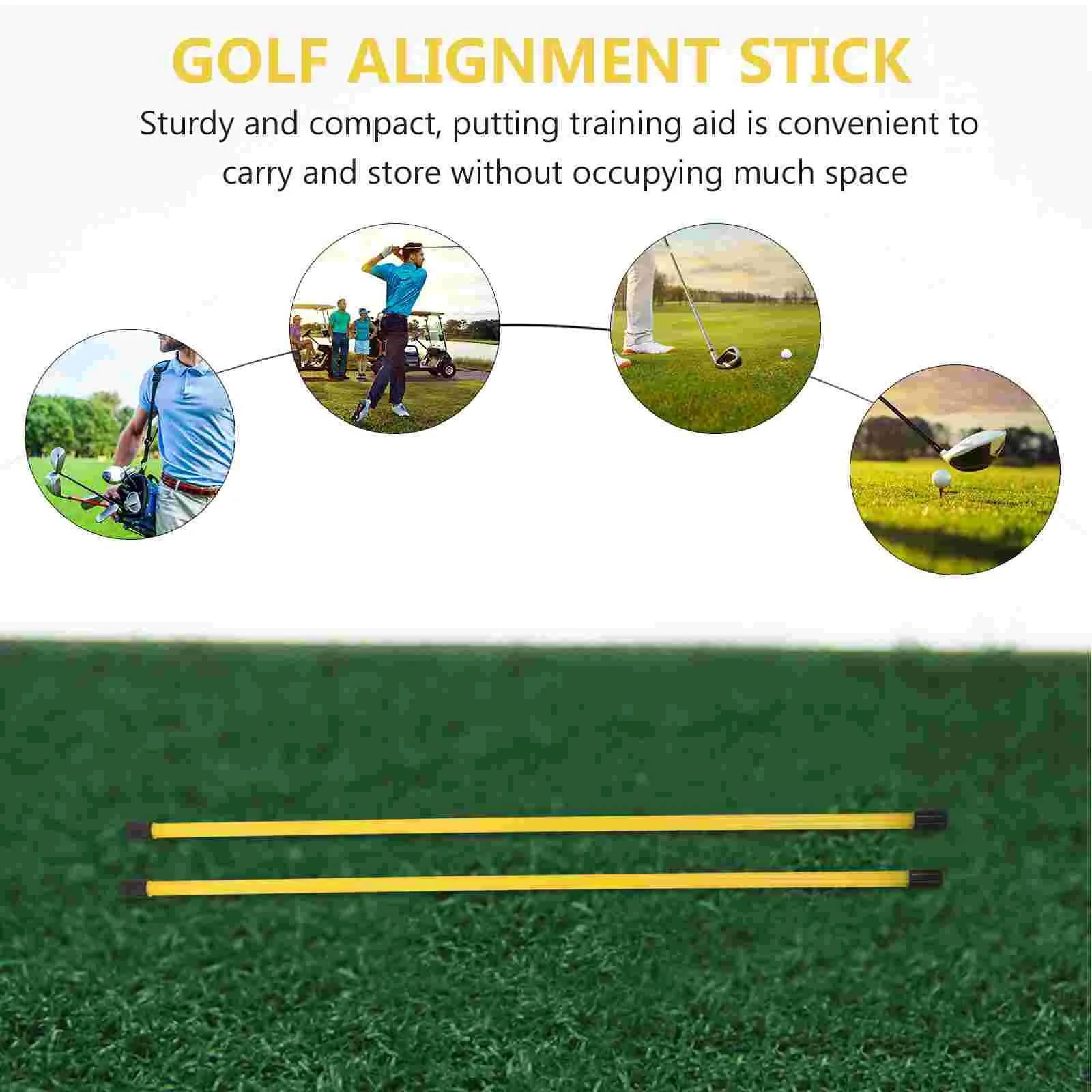 4 Pcs Golf Putter Practice Aid Alignment Rod Trainer Swing Sticks Drills Yellow Training Putting Fitness