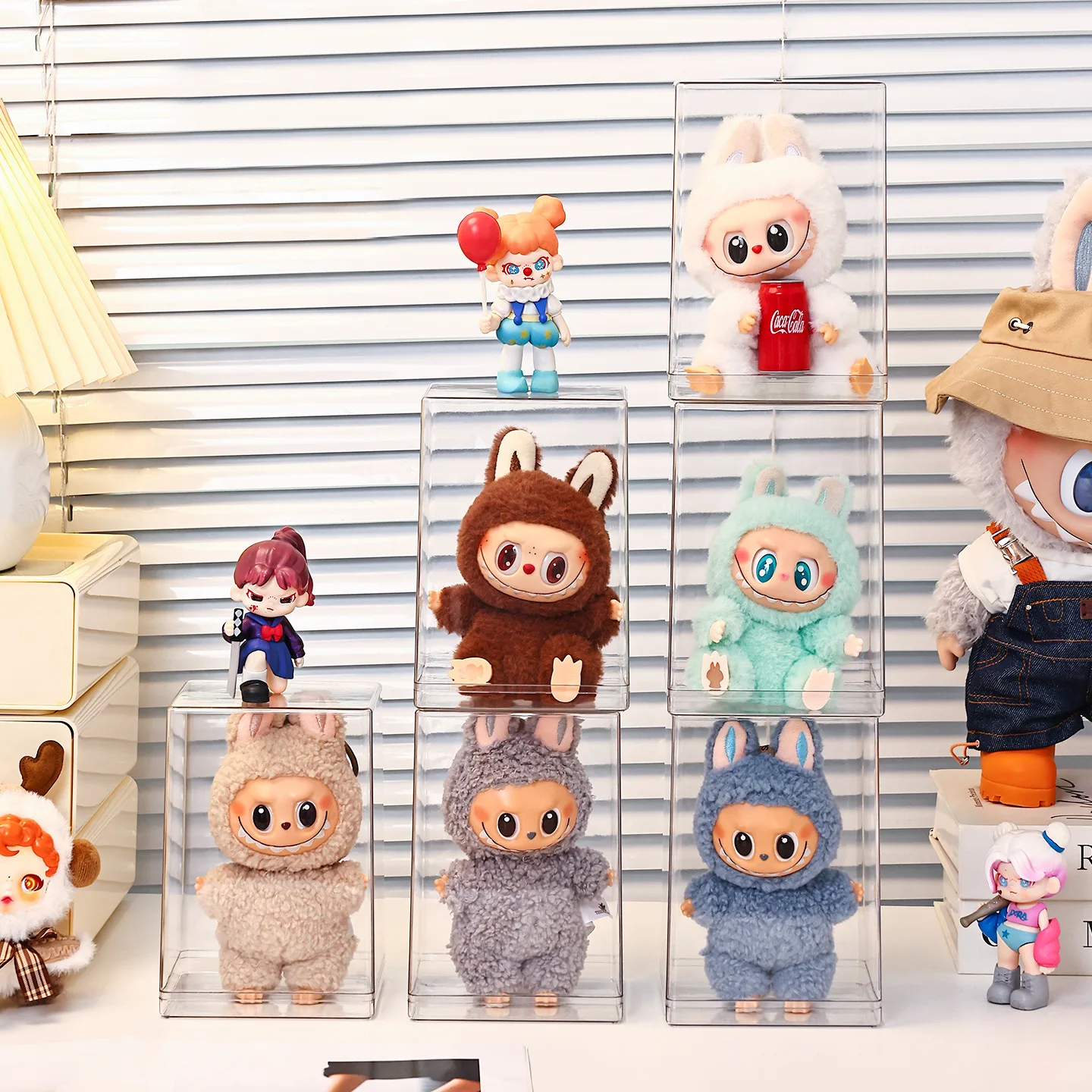 

2Pcs figure display box single transparent applicable blind box storage display rack