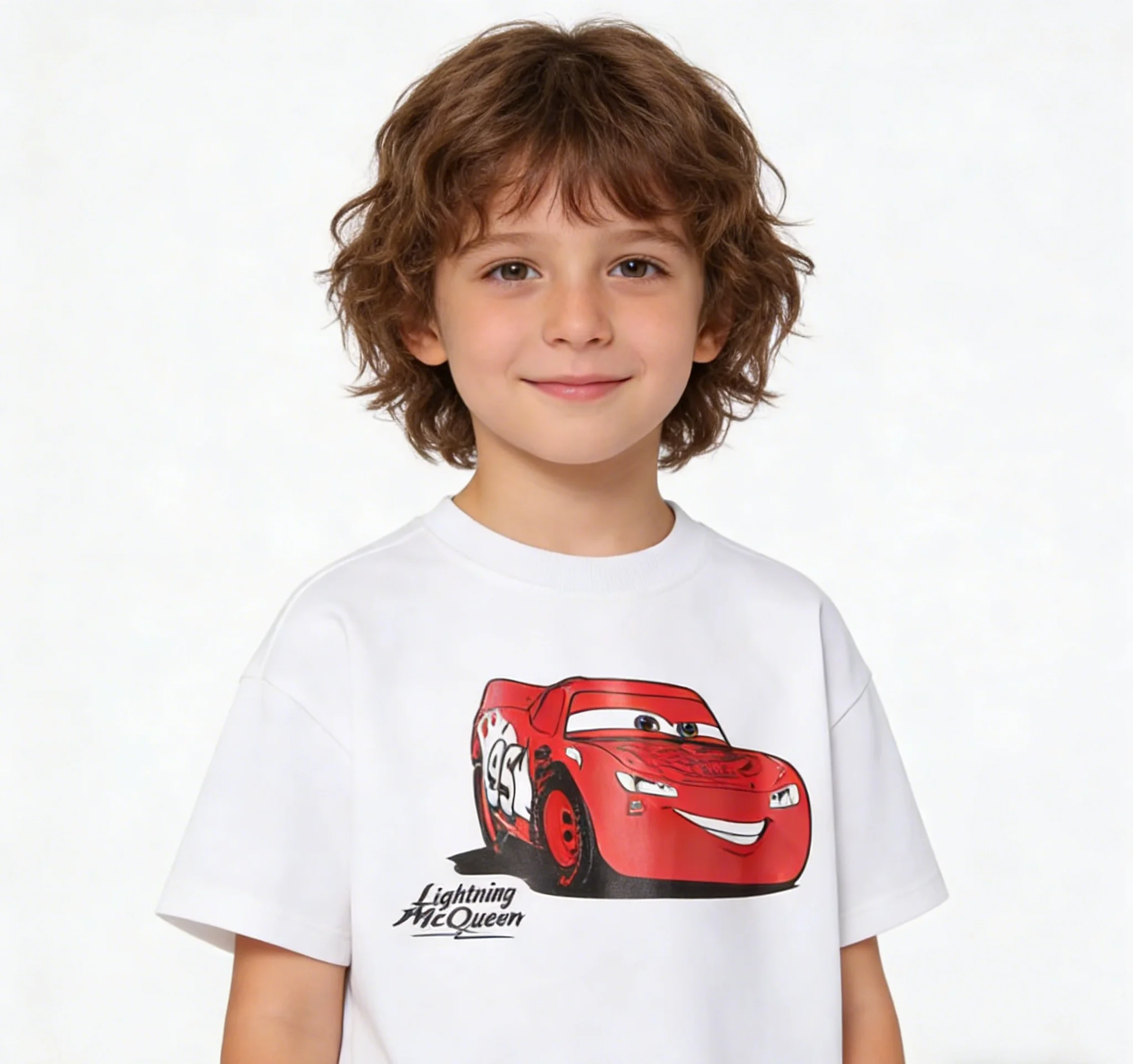 

Children's cartoon car mobilization printed T-shirt,printed round neck cotton easy to match, summer children's short sleeved top