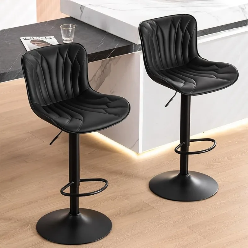 

YOUNUOKE Bar Stools Set of 2 Black Barstools Adjustable Counter Height Stools 24 inch Swivel Modern Bar Stool with Back