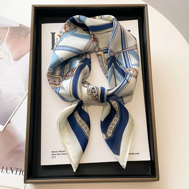 

Luxury Silk Feeling Square Scarf Women Carriage Print Satin Neckerchief Spring Hair Band Foulard Bandana Echarpe Tie Shawl Wraps