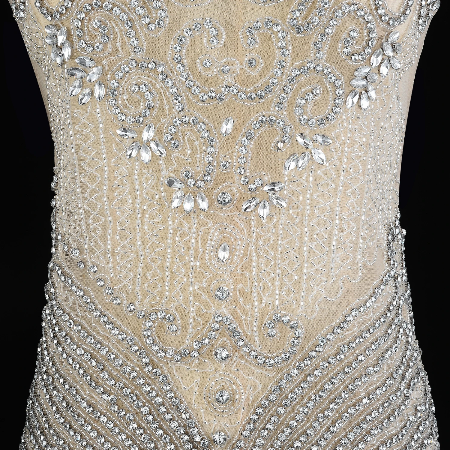 Imagem -03 - Silver Crystal Glass Rhinestone Body Applique Party Prom Dress Acessório Wdd1352 1pc