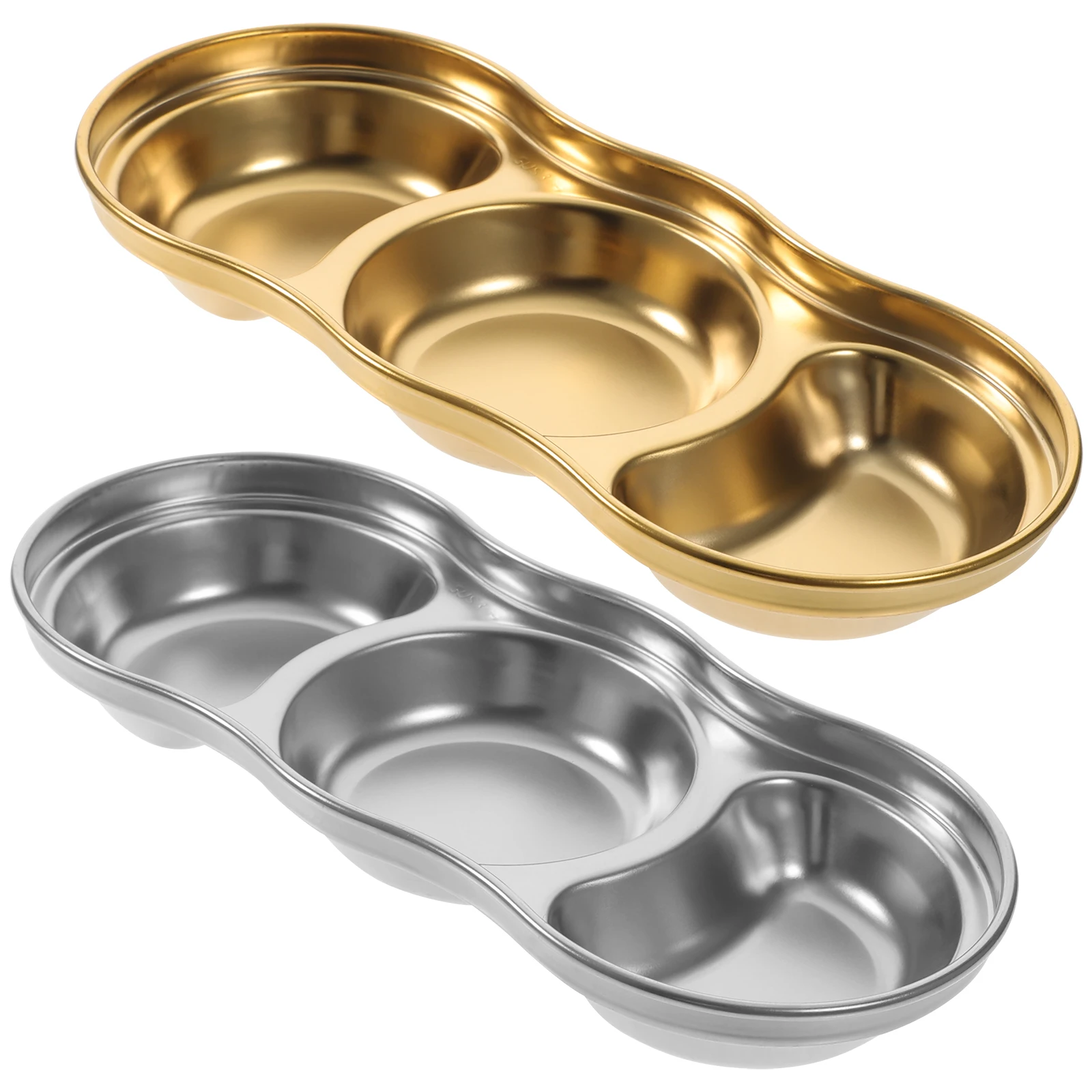 

2 Pcs Dipping Dish Sauce Plate Condiment Container Bowls Stainless Steel Small Dishes Tableware Plates