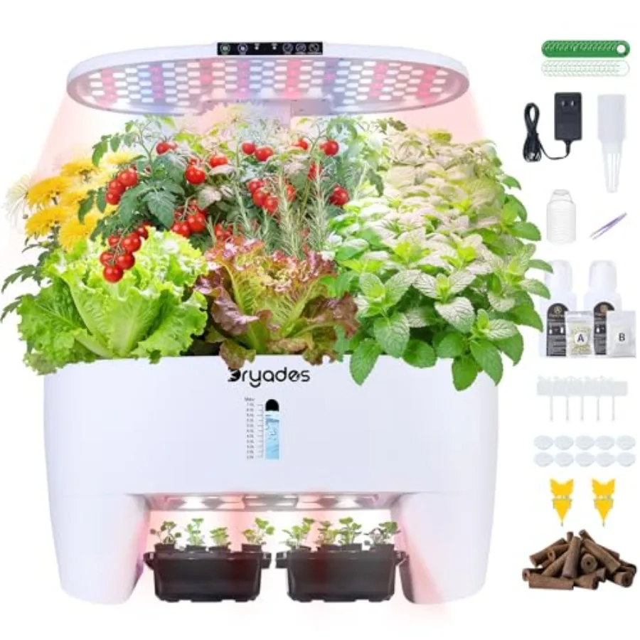Hydroponic Growing System Kit for Home/Office/School: 16-pod white smart herb garden with sprout mode, seedling advance functio