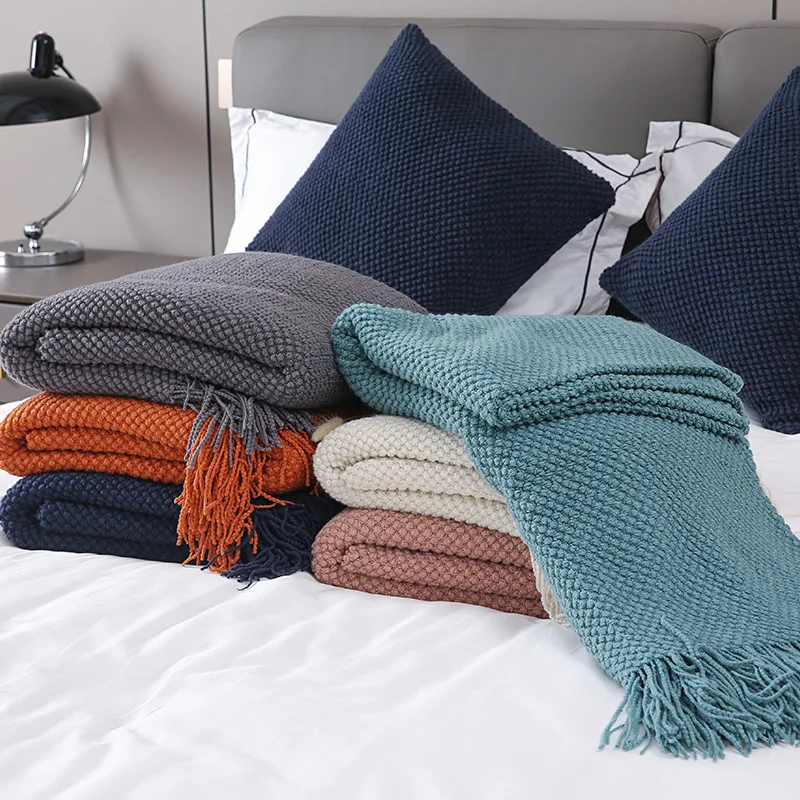 Soft Sofa Blanket Nordic Knitted Blankets Bed Sheet Decor Shawl Sofa Cover with Tassels Scarf Sofa Throw Blanket Drop Shipping