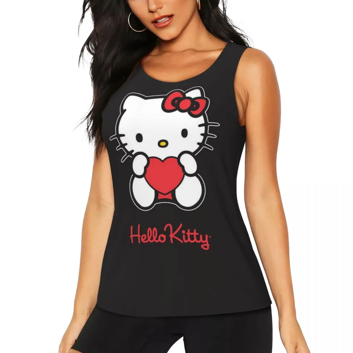 Custom Anime Hellokitty Yoga Shirt Women Athletic Workout Running Tank Tops