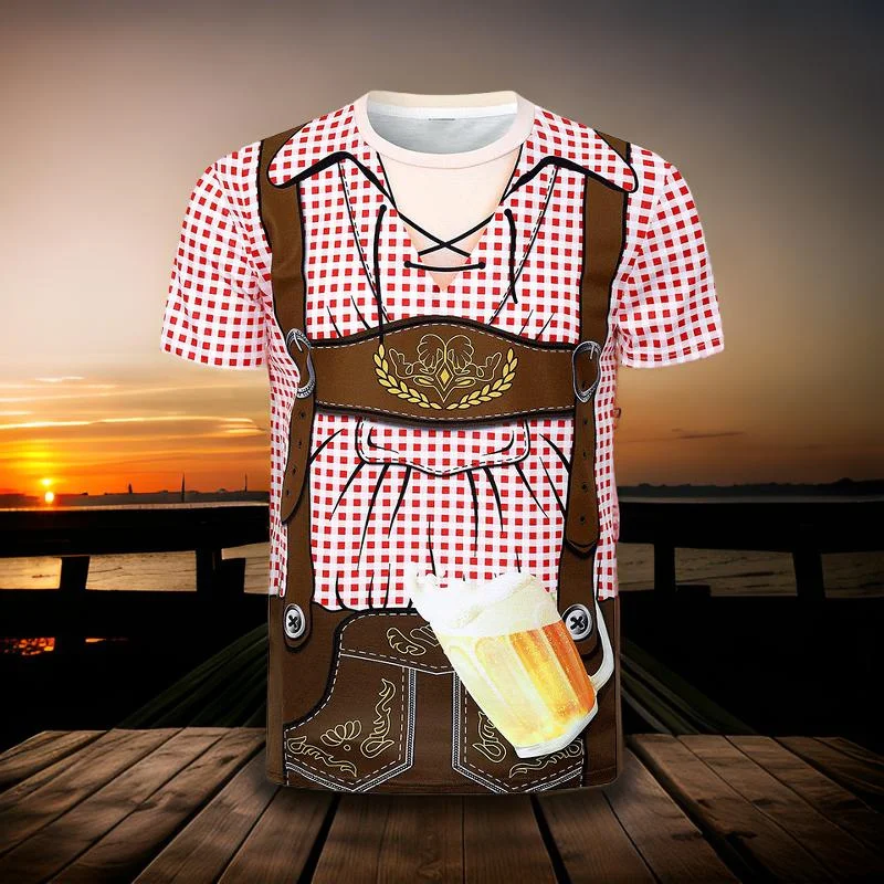 Harajuku New 3D German Oktoberfest Beer Festival Printing T-Shirt Germany Beer Festival Costume Graphic Tee Shirts Mens Clothing