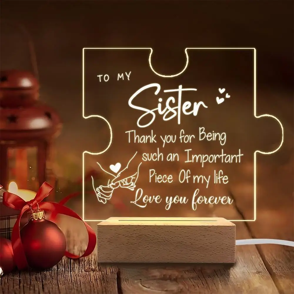 

1 шт., акриловый светящийся дисплей, аксессуары для фотосъемки, USB-основание, подарок сестре, праздничные фигурки-головоломки