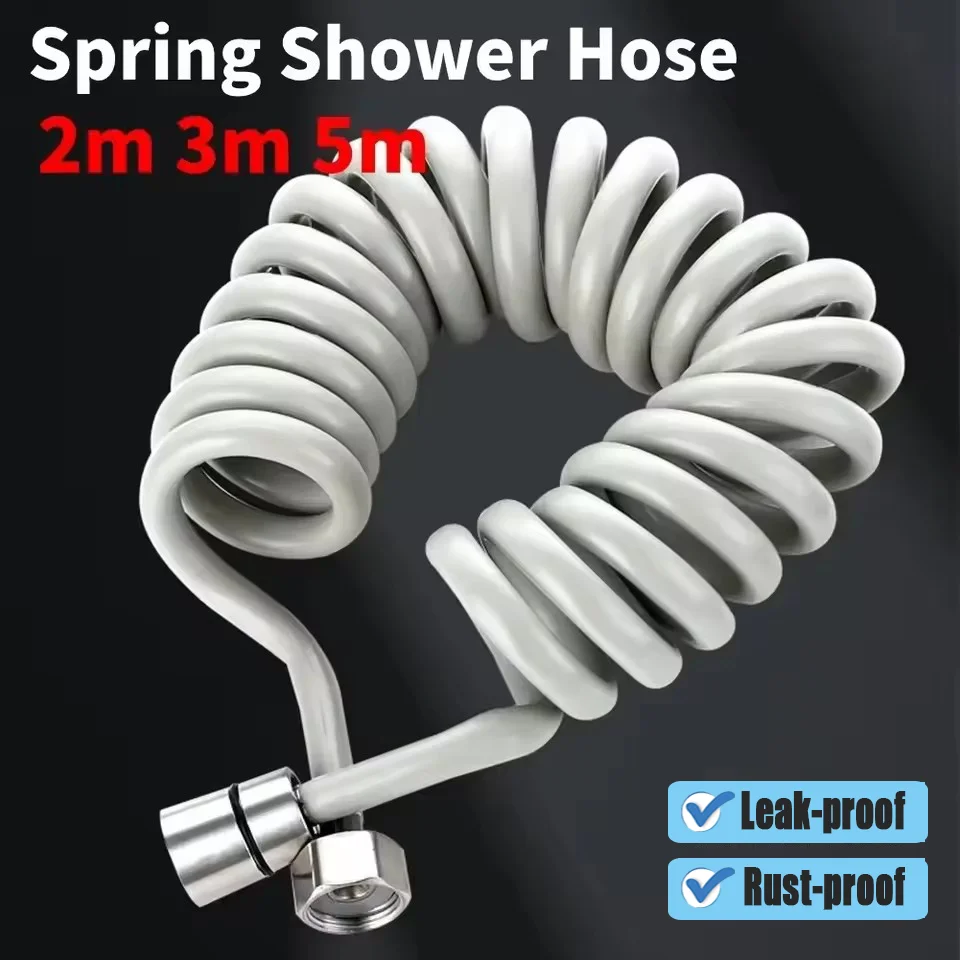1.5/2/3/5M Large Flow Spring Flexible Retractable Hose For Showerhead Toilet Bidet Water Pipe Plumbing Bath Spiral Shower Hose