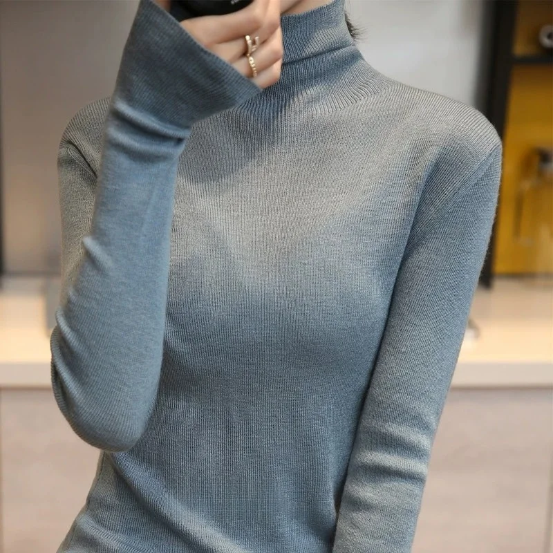 Slim Fit Camere вязаная основа irt женский длинный свитер с высоким воротником-стойкой осень-зима новая модная корейская версия