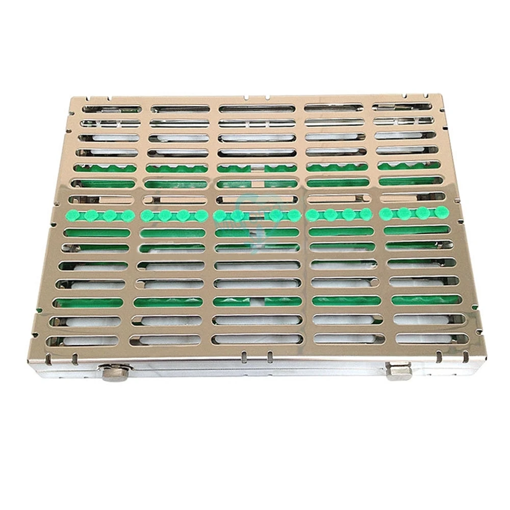 20Grid Dental Disinfection Case Autoclavable Surgical Sterilization Box Rack Stainless Steel Dental Cassette File Instrument Box