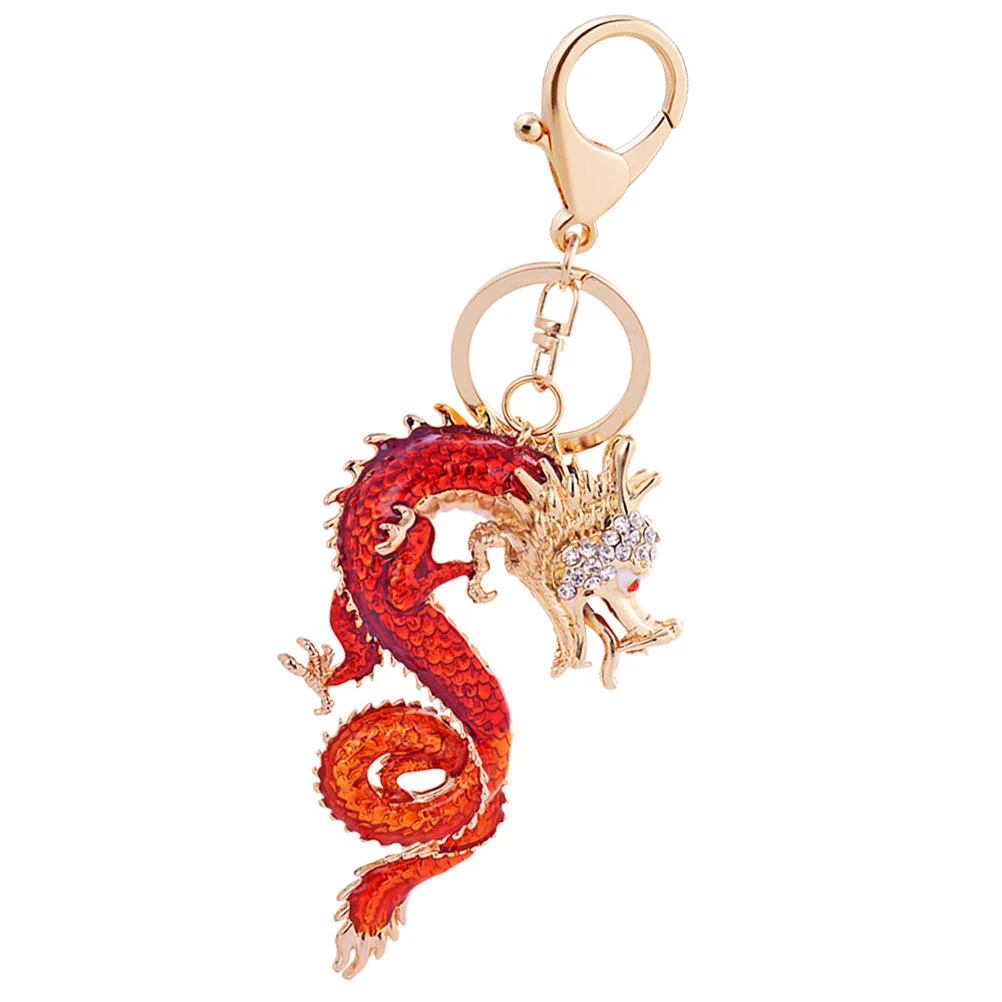 Small Dragon Decor Keychain Hanging Wallet Pendant Metal Charms DIY Rhinestones Locket