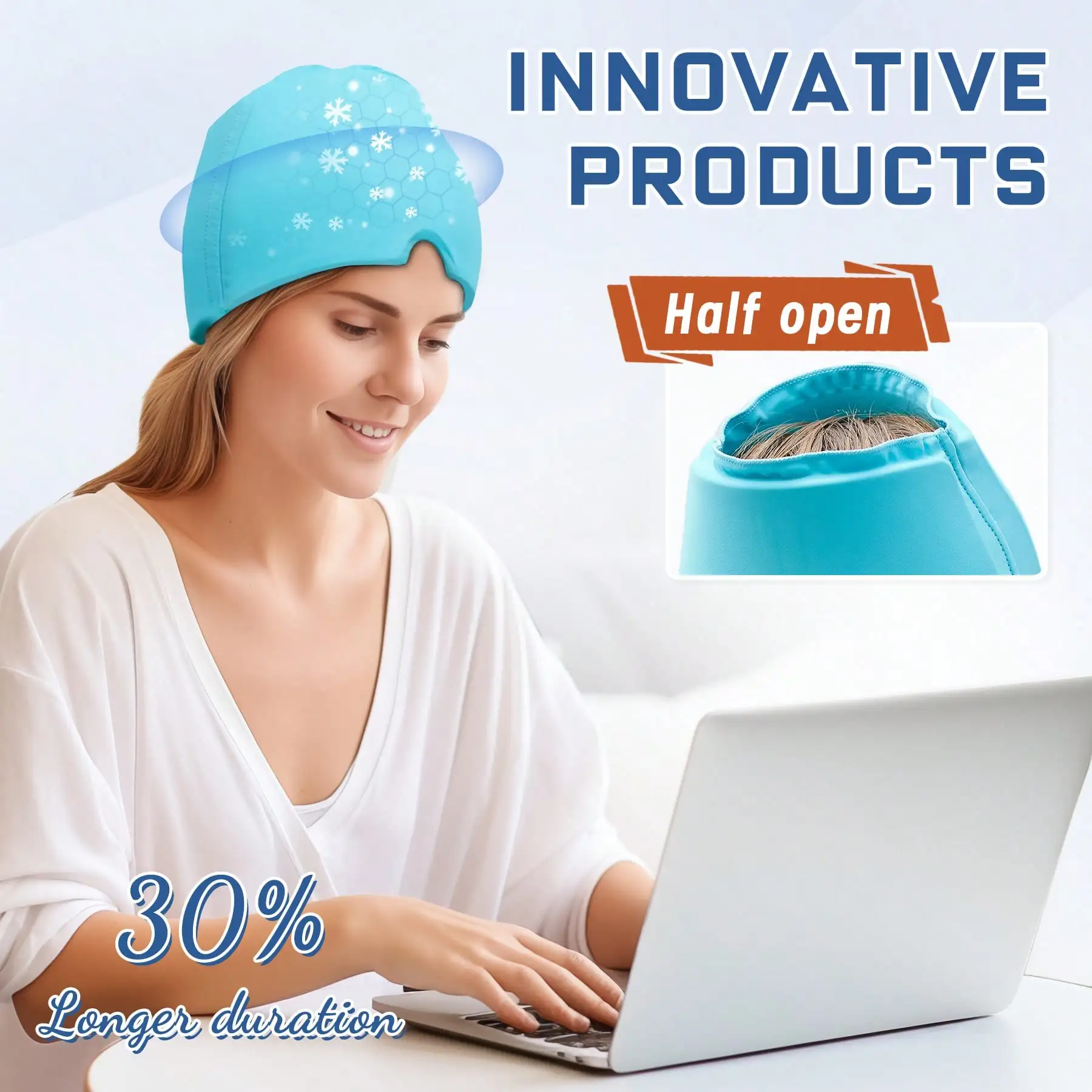 Gorro de gel para aliviar la migraña: envoltura para la cabeza de terapia fría y caliente para dolores de cabeza, presión sinusal, ojos hinchados, alivio de la tensión y el estrés