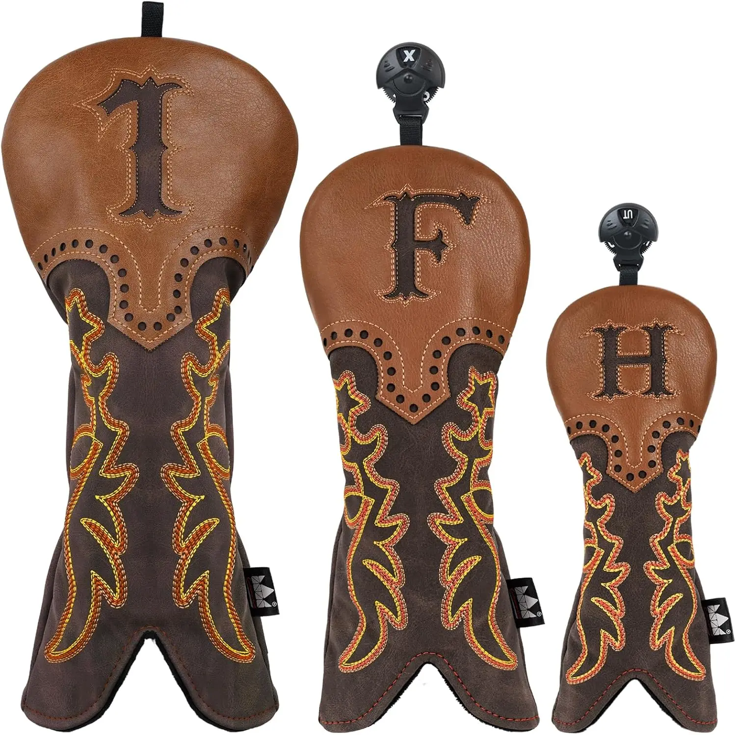Golf Head Cover, Retro Cowboy Western Brown, Durable Headcover Fits Up to 460cc Driver, Fairway Wood, Hybrid, Rescue, and Putter Protector