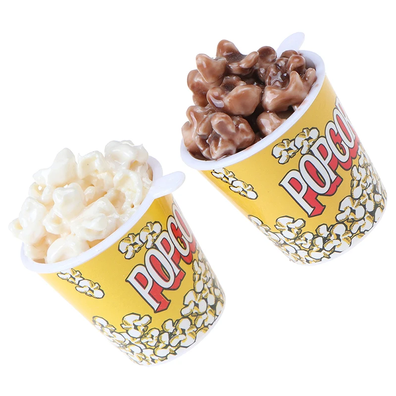 1Pc 1:6 Dollhouse Miniature A Bucket of Popcorn Toy Pretend Play Kitchen Toys