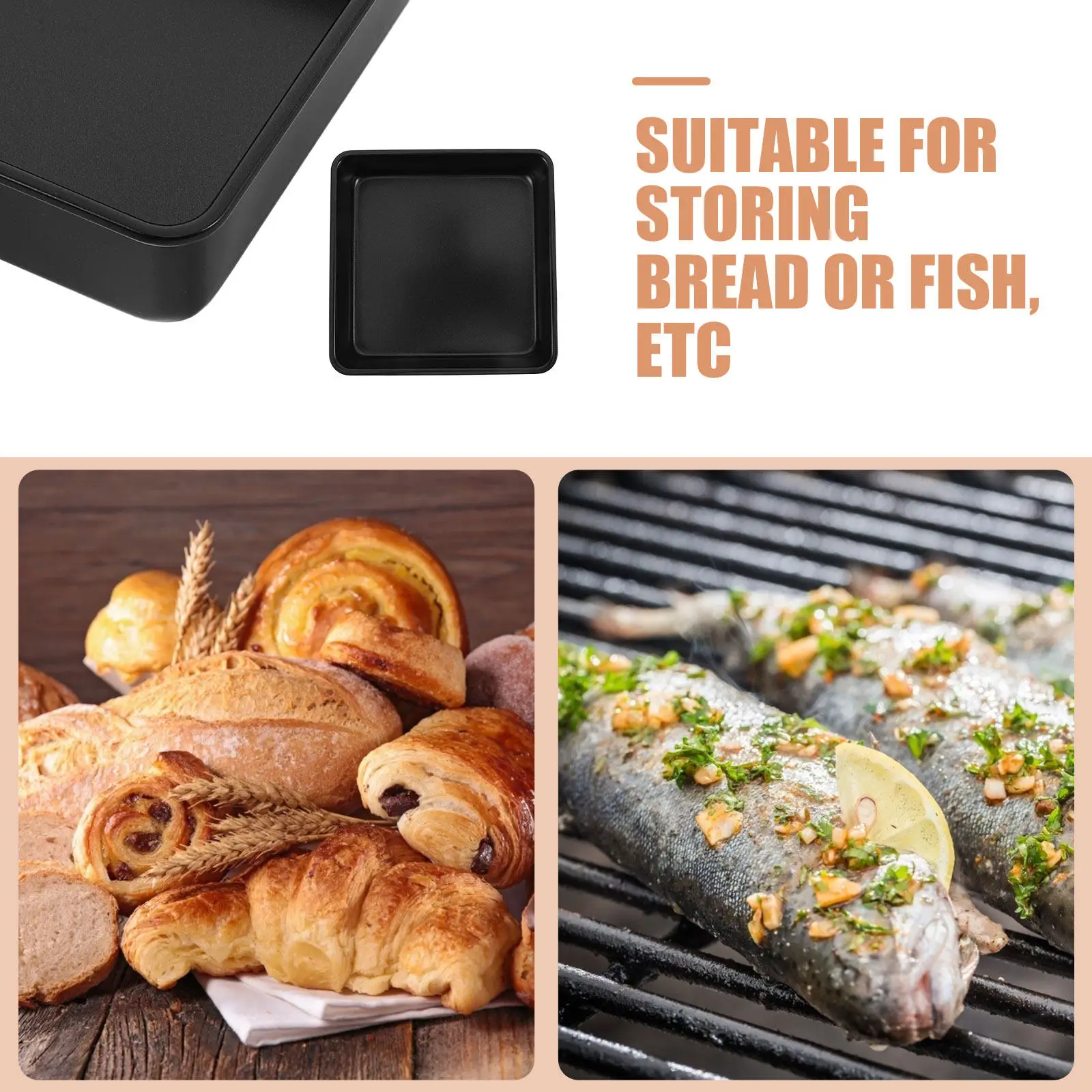 Assadeira Quadrada Antiaderente Preta para Fritadeira de Ar, 6x6 Polegadas, Profunda, para Bolo, Pão, Peixe, Acessório para Forno e Fritadeira de Ar