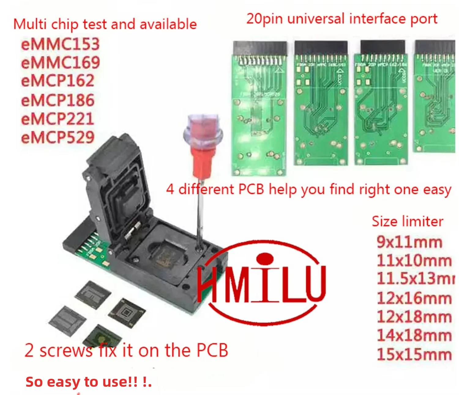 

EMMC153 169 EMCP162 186 EMCP221 EMCP529 socket 6pcs for your Choice data recovery tools for android phone