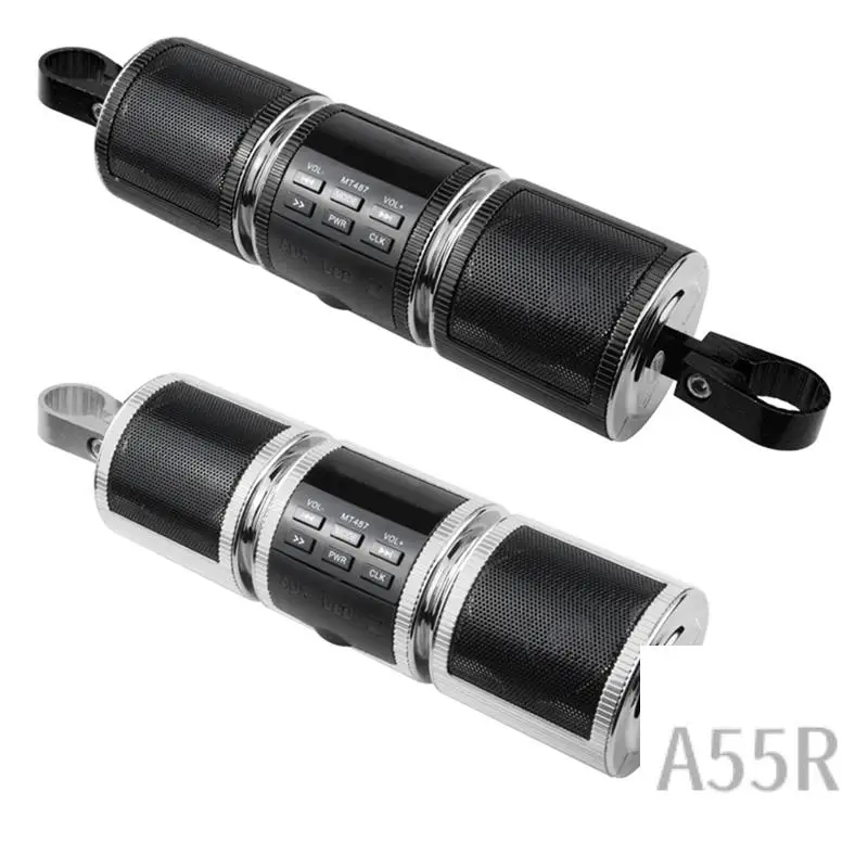 

5R-New Motorbike Car Bluetooth MP3 Audio Retrofit Audio Waterproof Speaker Multifunction With Display Dual Speakers