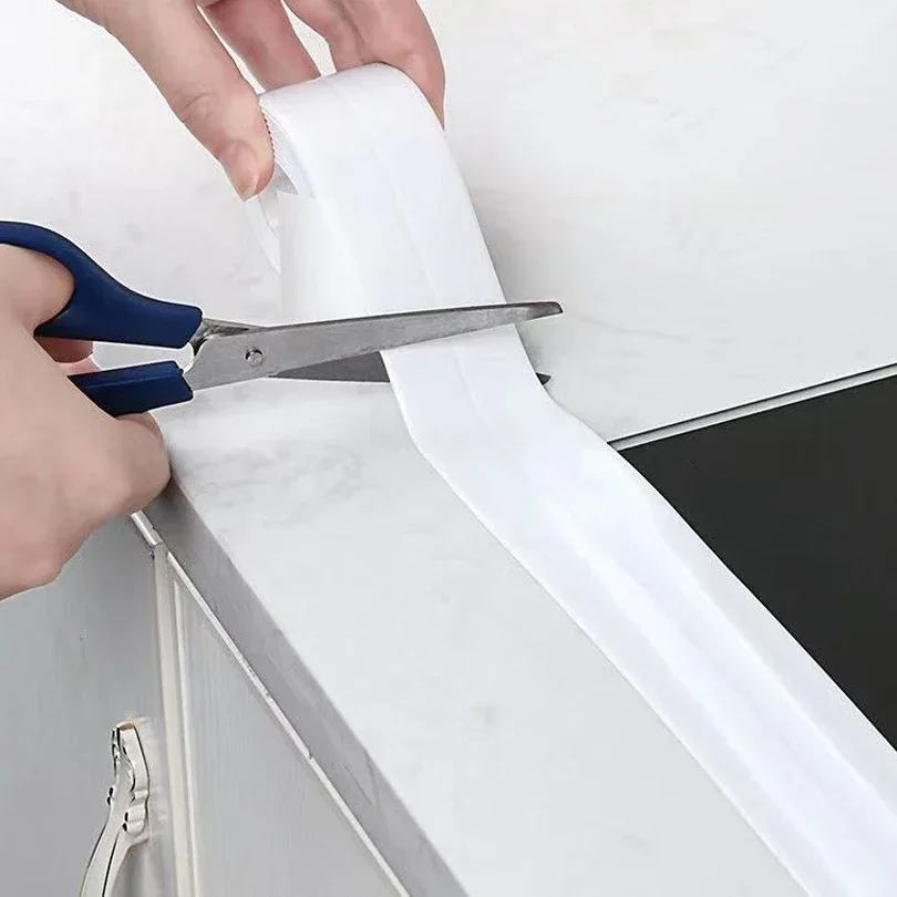 Tira de sellado impermeable para inodoro, cinta de PVC a prueba de moho para baño, fregadero, ducha, bañera, cocina, autoadhesiva para pared