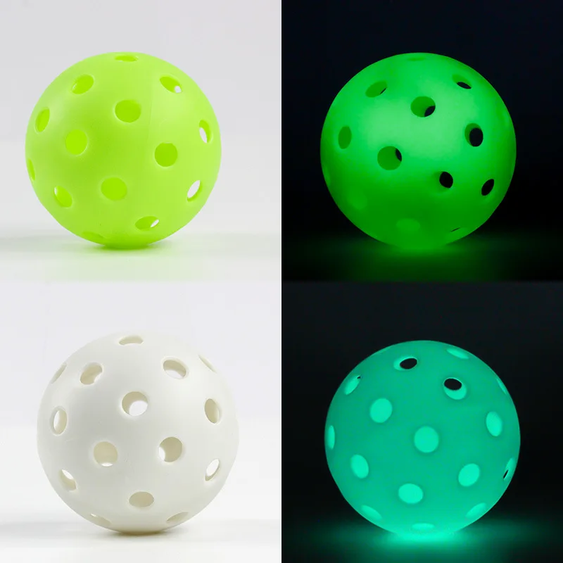 6 pz/pacco Glow in The Dark Pickleballs palline da esterno luminose da 74MM con 40 fori per giochi notturni e allenamento 7 colori