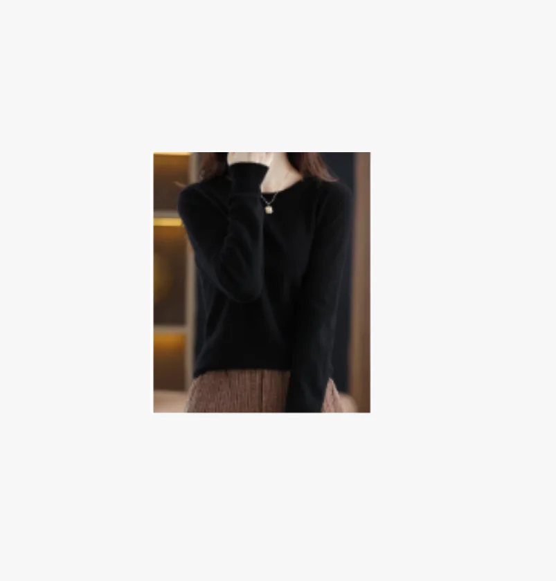 

Chic Basic Soft Solid O-Neck Casual Exquisite Women's 100% Merino Wool Knitwear Pullovers Long Sleeve Sweater Tops