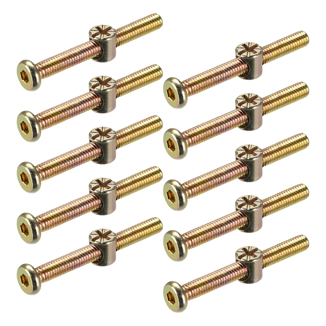 10pcs M6x10/15/20/25/30/35/40/50/60/70/80mm Furniture Bolts Nut Set Hex Socket Screw with Barrel Nuts For Crib Bed Chair Cabinet
