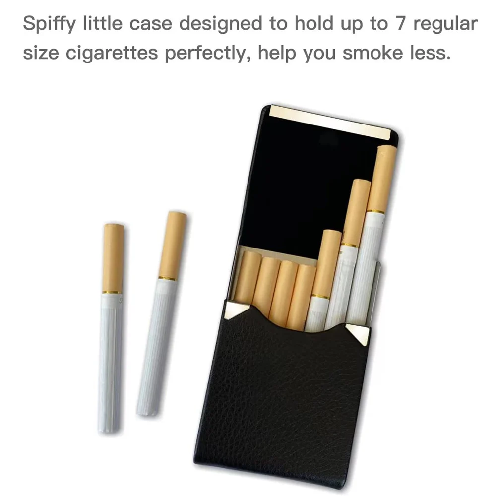 PU Leather Cigar Storage Box Name Card Case Multifunction Stainless Steel Cigarette Tobacco Holder Cases Smoking Accessories image 3