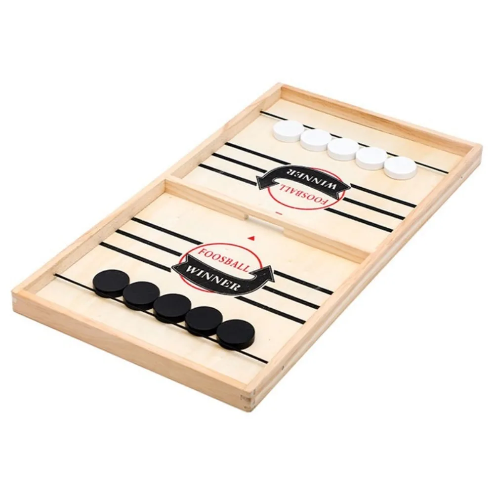 Portable Wooden Table Hockey Game Double Battle Interaction Sling Puck Billiard Board Game Family Party