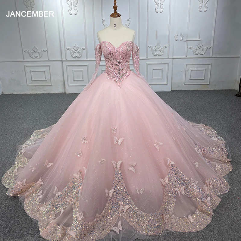 

JANCEMBER Элегантные платья Quinceanera Бальное платье из органзы Милые вечерние платья 2024 Розовый Милая DY6525 Бар Мицва