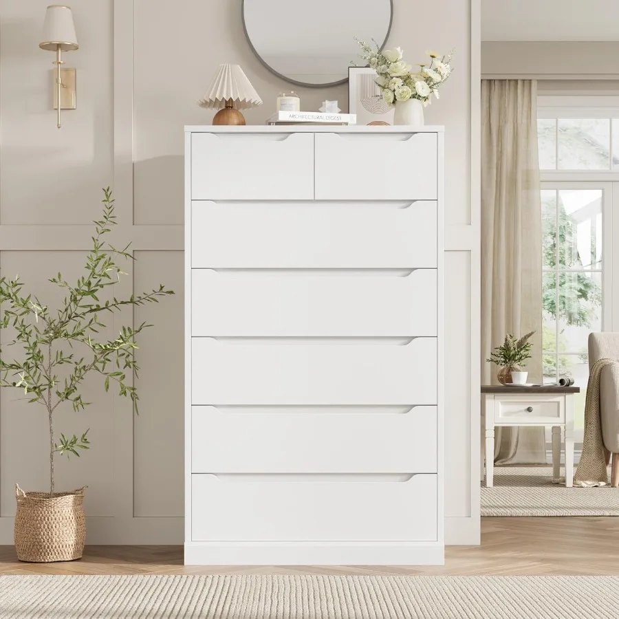 خزانة ذات 5 أدراج بطول 51 مع خزائن خشبية ذات لمسة نهائية بيضاء حديثة تتميز بمقابض مقطوعة للدرج المستقيم تشي #4