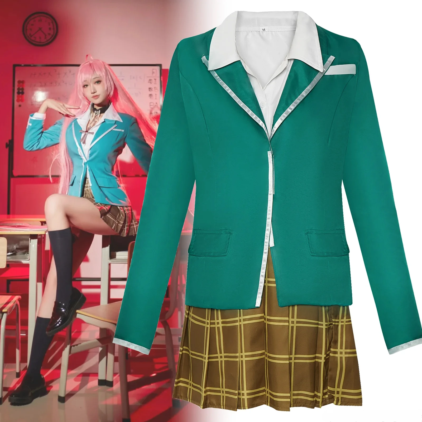 

Anime Rosario to Vampire Akashiya Moka Cosplay Costume Adult Women High School Uniform Full Set JK Suit Halloween Party Outfits