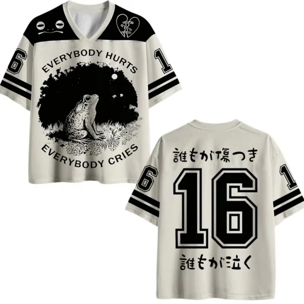 Japanese Harajuku Wave Cherry Blossom 3D Print Breath Quick-Dry Men V-Neck T-Shirt Outdoor Fashion Casual Parent-Child Clothing