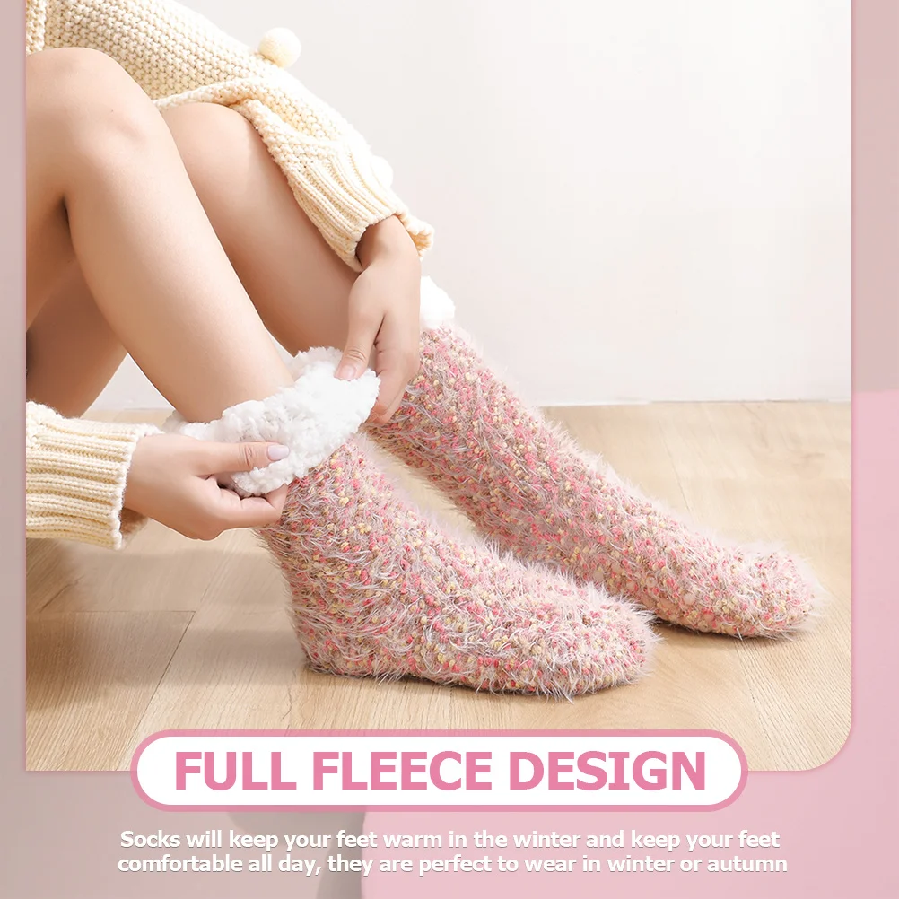 

1 Pair Slipper For Women For Women Winter Thermal Bed Non Slip Floor Socks Household Slipper Socks Polyester Soft