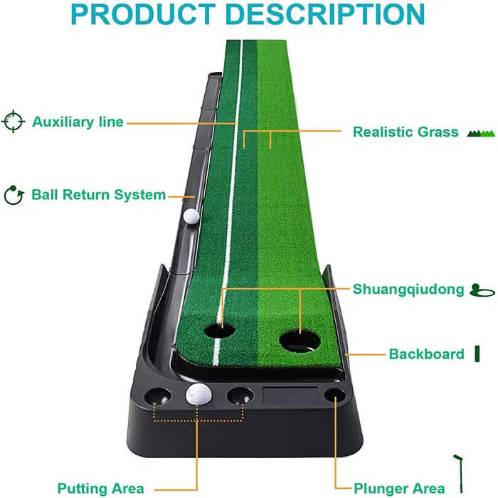 

Custom Logo Portable Golf Putting Mat with Auto Ball Return Function Golf Practice Putting Mat Indoor Golf Putting Trainer