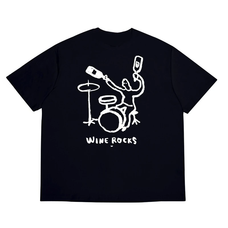 

Американская бутылка вина, винные камни, барабанная установка, футболка, забавный фильм, хорошие вещи, модная и удобная одежда с короткими рукавами