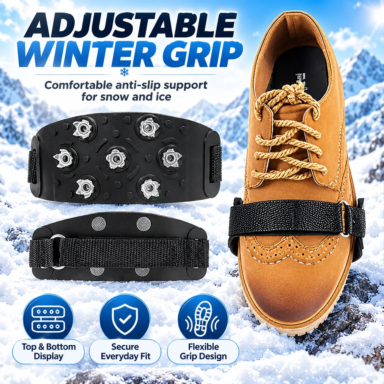 Ice Cleats Snow Spikes Anti Slip Shoe Grippers Winter Traction Crampons Outdoor Hiking Boots Covers For Walking Mountaineering