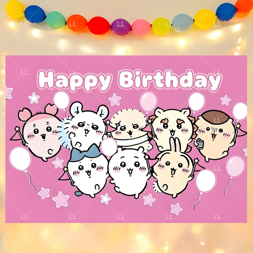 Kawaii C&Chiikawa Geburtstagsparty Dekorationsbanner Cartoon Tortendekoration Hängende Ballons Hintergrund Babyparty Zubehör Kindergeschenk – Detail 12