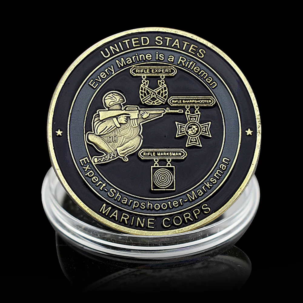 Retro US Marine Corps Commemorative Coin Expert Sharpshooter Marksman Collectibles Souvenir Military Challenge Coin