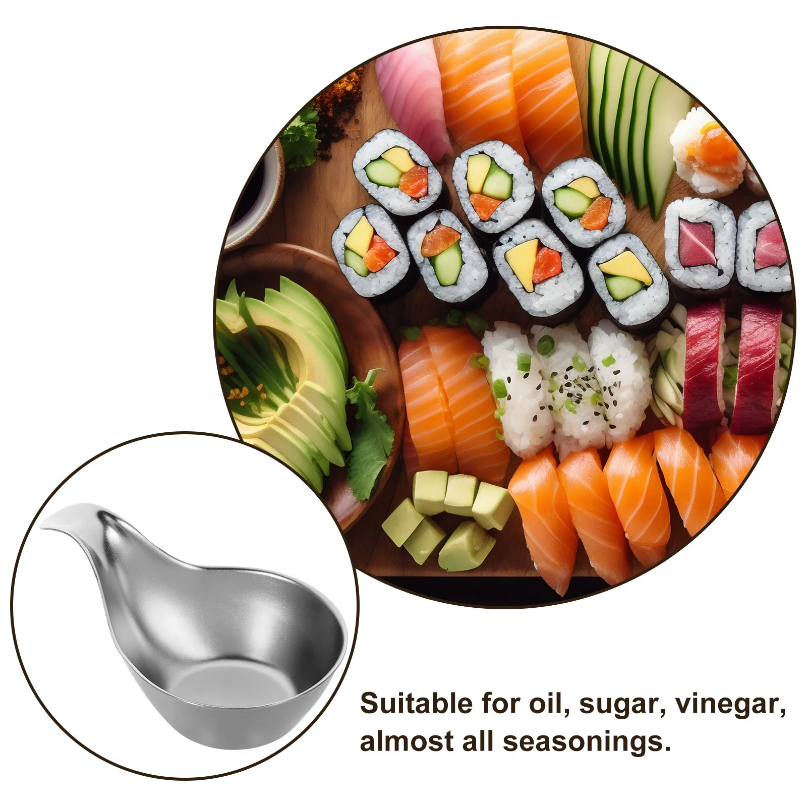 

Stainless Steel Sauce Cup Handle Condiment Container Portable Dipping Sauce Tray for Kitchen Party Picnic Outdoor