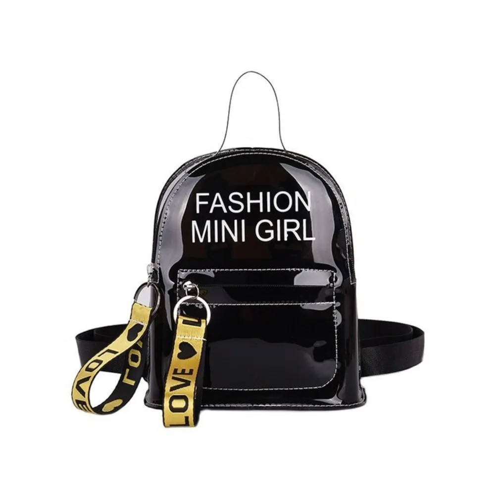 Waterproof Transparent Mini Backpack Clear Trendy Water-Sprinkling Festival PVC Bag Letter Pattern Solid Color