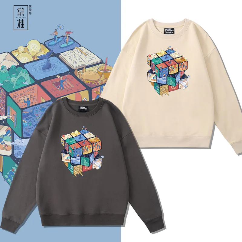 

Мужская толстовка с принтом в стиле ретро, повседневная, весенне-осенняя, модная, в уличном стиле, хлопково-полиэстеровая смесь