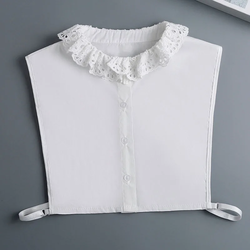 

Fashion White Cotton Fake Collar Half Shirt Lace Detachable Neck Collars Female Blouse Tops False Collar Sweater Fuax Cols