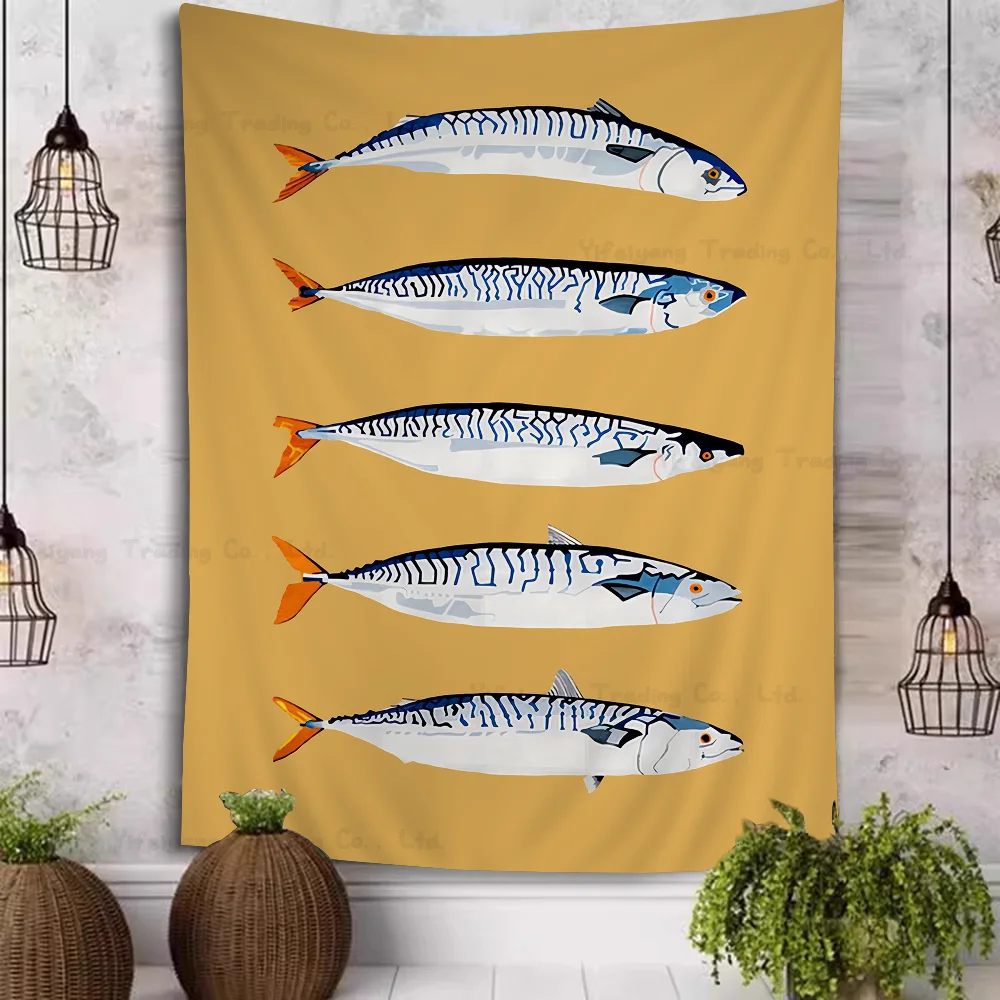 Kleurrijke Sardine Kreeft Vis Oceaan DIY Wandtapijt Hippie Bloem Muur Tapijten Dorm Decor Wall Art Decor