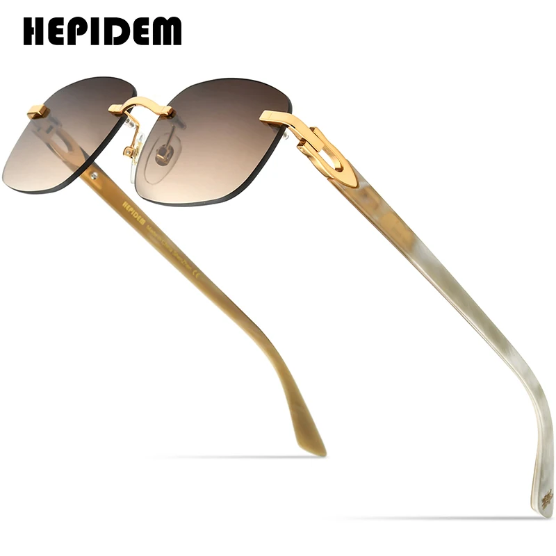 

HEPIDEM Buffalo Horn Glasses Women Squared Rimless Square Wood Mens Sunglasses Luxury Eyewear Buffs Eyeglasses 0036