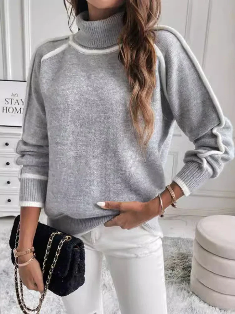 

Autumn Winter Sweaters 2025 Women's Simple Casual Solid Color Long Sleeve Mock Neck Daily Basics Regular Fit Sweaters