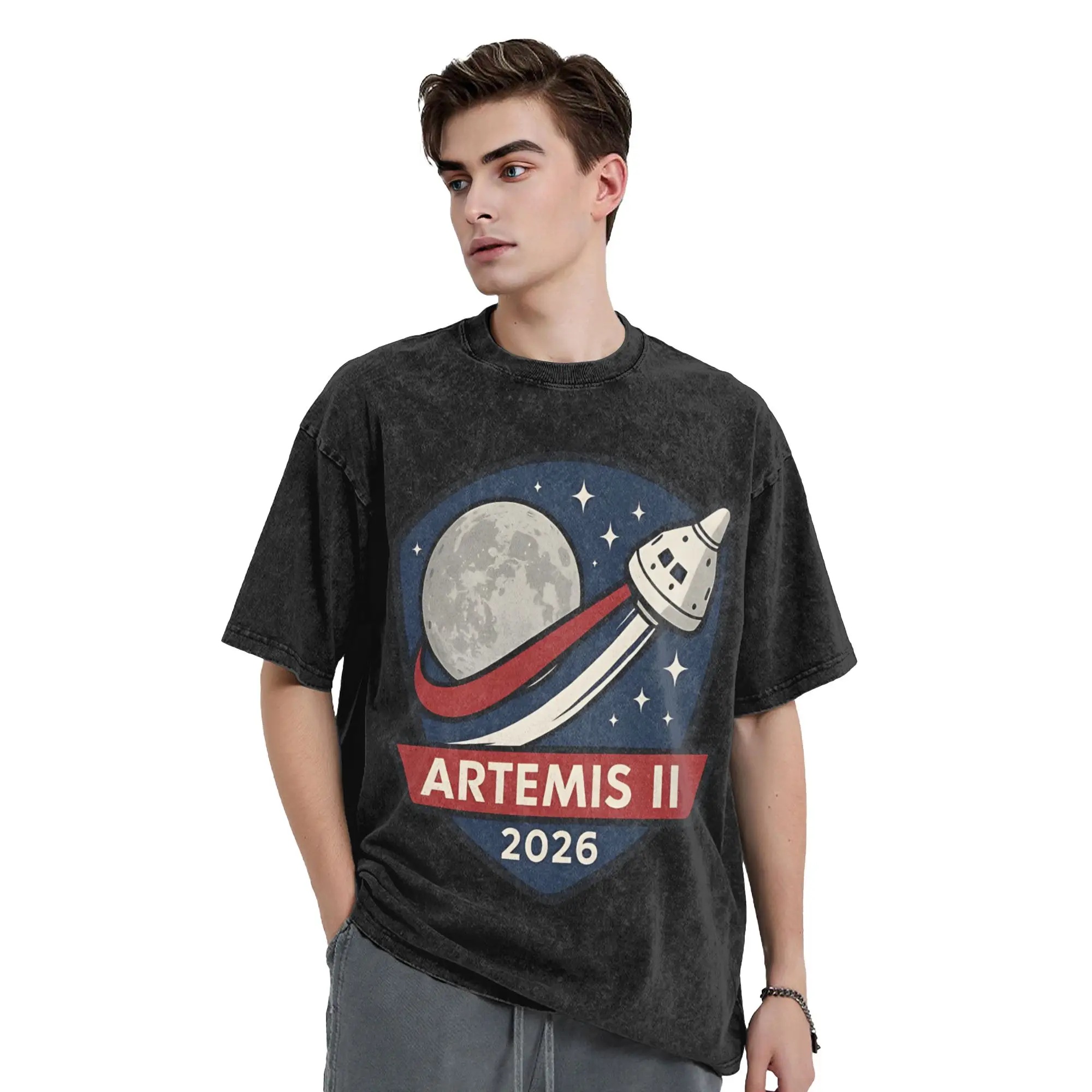 Artemis II 2026 Moon Mission Patch T Shirts  Tees Summer Street Style Short-Sleeve T Shirt O-Neck Popular Casual Tshirt Cheap