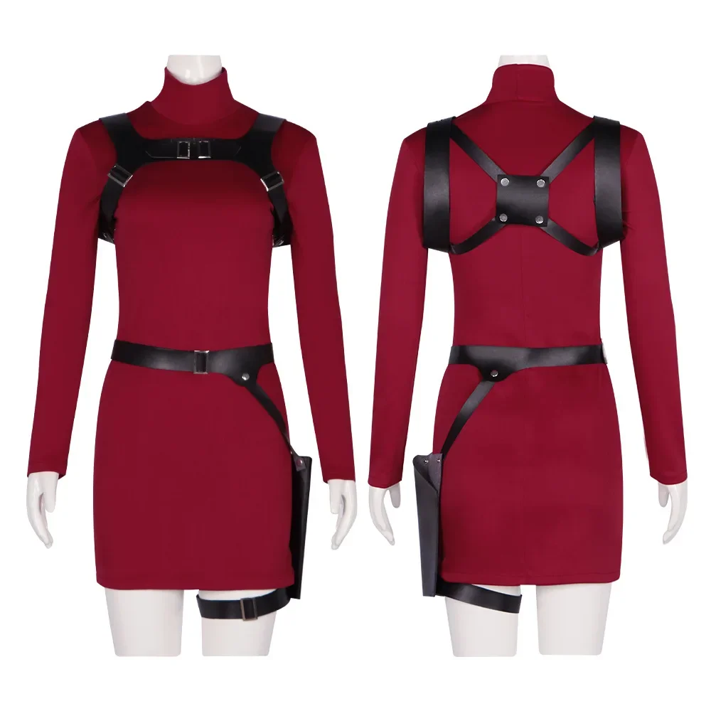 Ada Wong Fato de Cosplay Mulher, Fato Disfarçado Adulto Feminino, Disfarce, Roupa com Cinto de Vestido, Fantasia, Halloween, Residente, 4