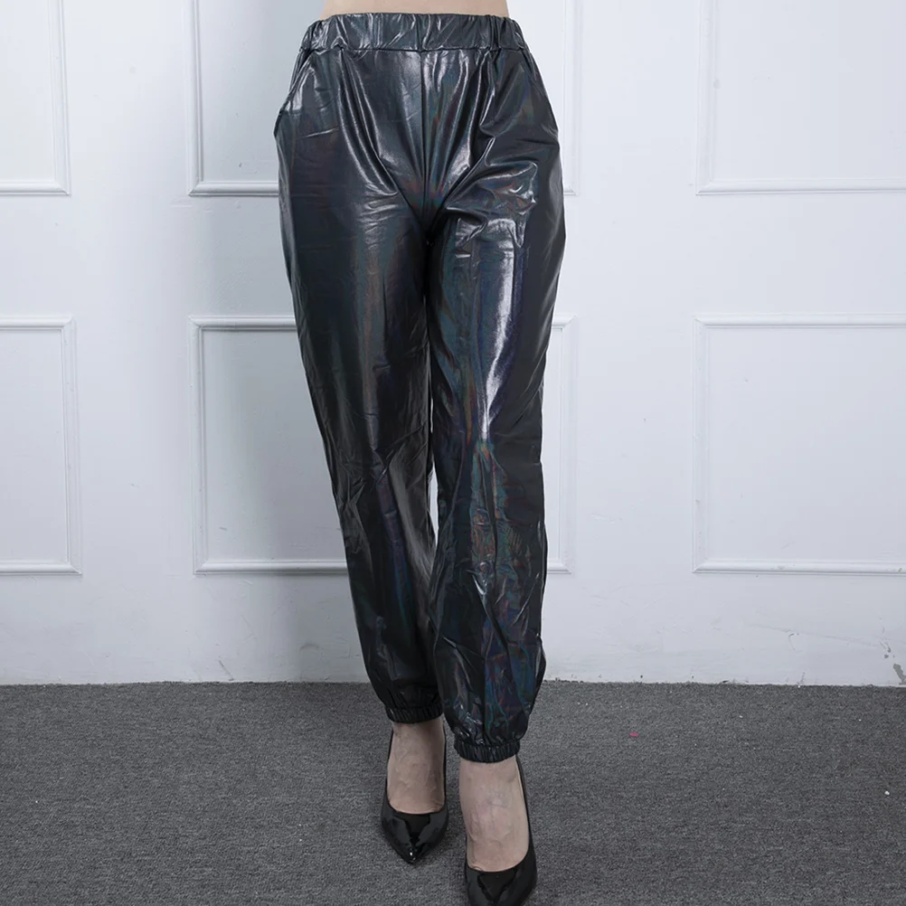 

Metallic Shiny Pants for Women High Waist Elastic Comfortable Leggings for Sports Walking Jogging Club Bar Theme Party 70S