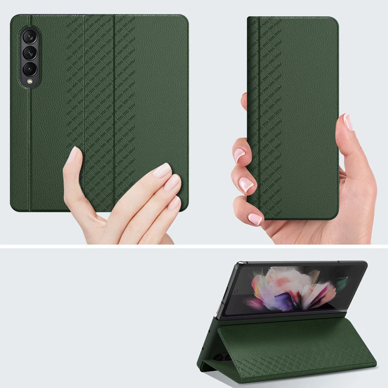 ZFold3 Funda Case for Samsung Galaxy Z Fold 3 W22 5G Ultra Thin PU Business Support Full Shock Proof Protetcion Phone Case Cover